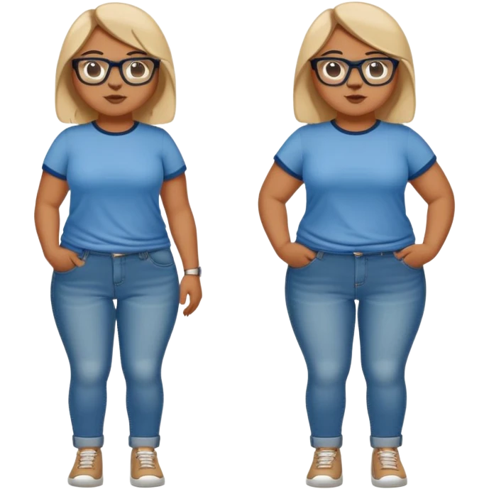 Chunky girl full body with glasses emoji