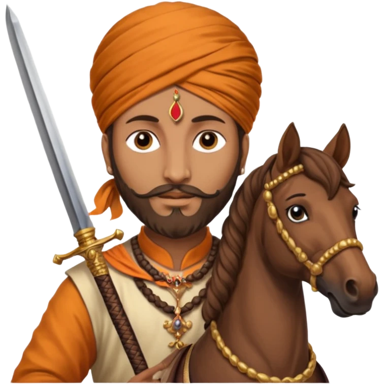 Make a emoji of Chatrapati Shivaji Maharaj in hand must have sward and horse face must be similar to shivaji maharaj  emoji