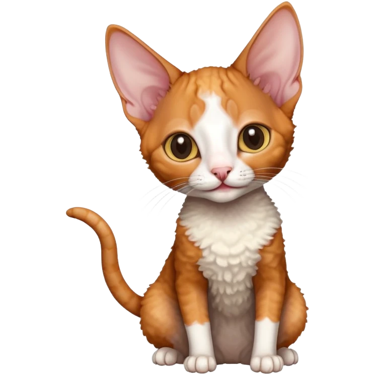 ginger colored cornish rex cat waving emoji
