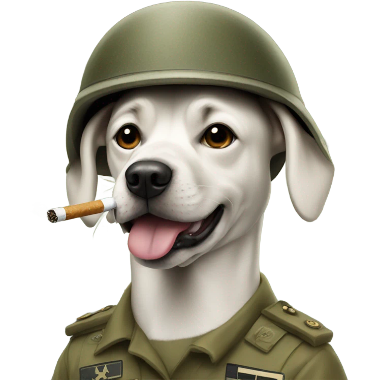Dog in an army helmet smoking emoji