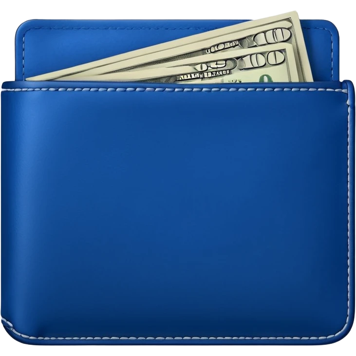 Deep Blue wallet with a single one dollar bill inside, just one dollar open the wallet emoji