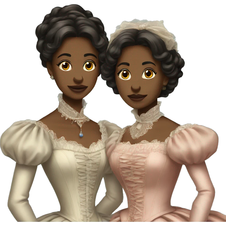two women, aesthetic, victorian, full ball gowns emoji