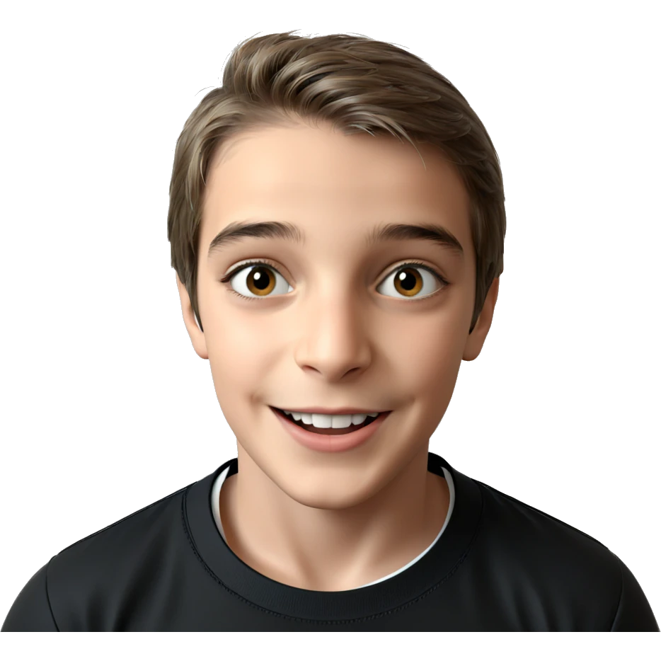 boy smiling in black shirt emoji