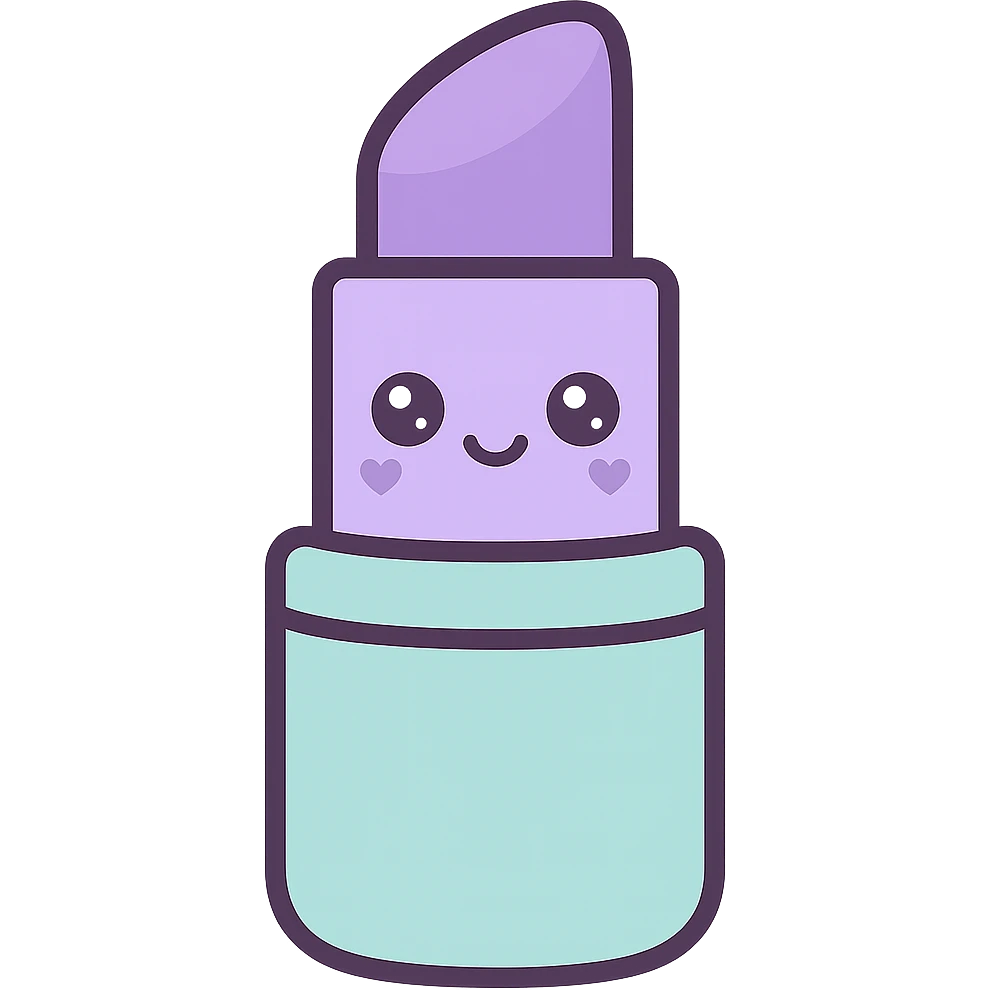 Edit the lipstick emoji to have purple color lipstick, keep the kawaii style, and remove the background. emoji