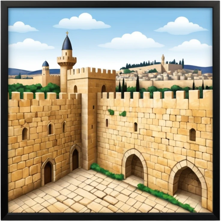 emoji highlighting the old city wall of Jerusalem with Jerusalem stone emoji