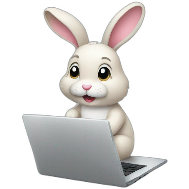 Bunny typing on laptop emoji