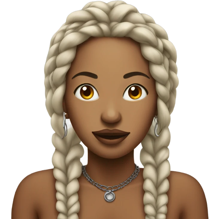 Woman with tattoss and braids and piercings smoking emoji