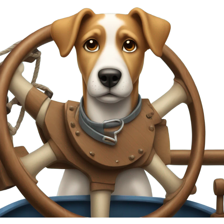 Dog driving a boat emoji