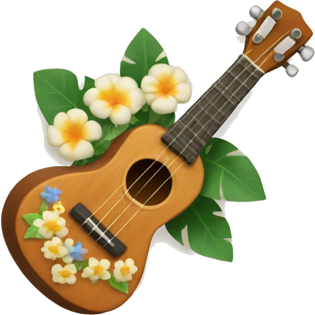 Ukulele with flowers around it  emoji