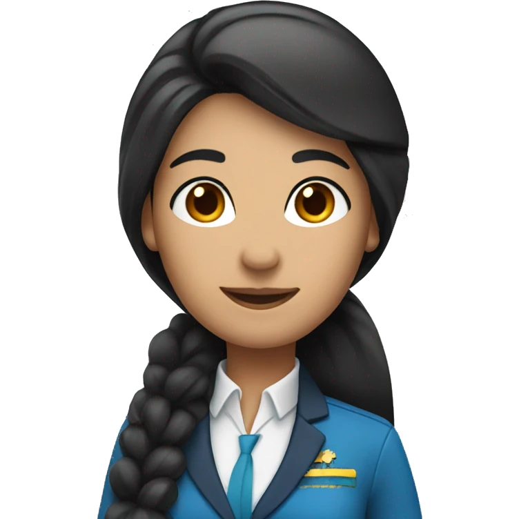 Flight attendant with long black hair and blue scarf emoji