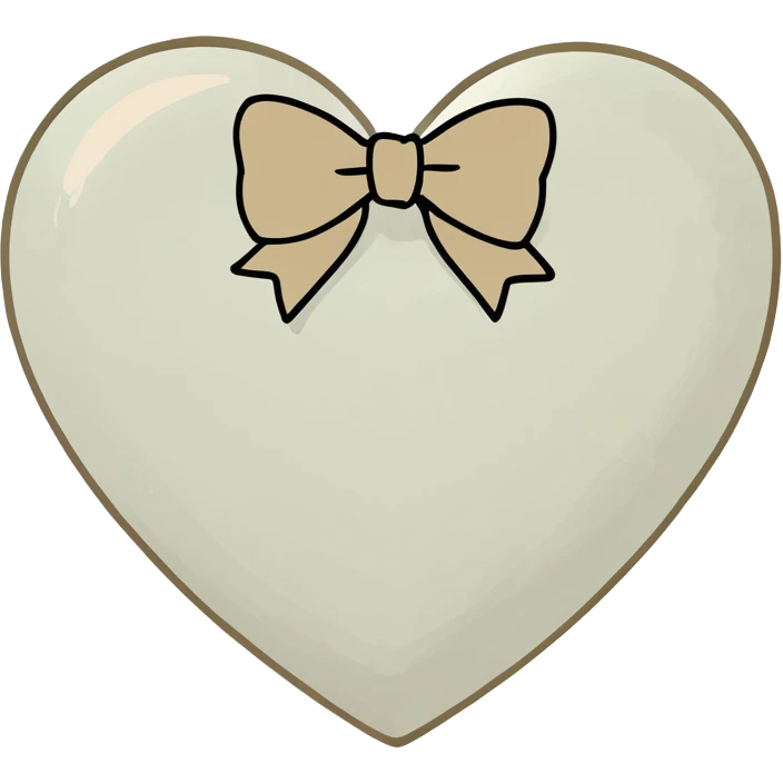 white heart with beige bow emoji