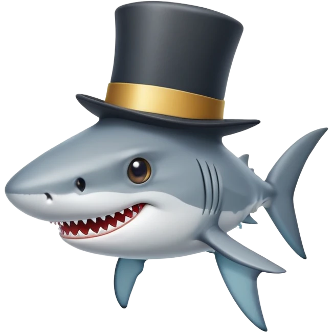Shark with a top hat emoji