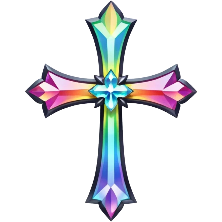Gothic rainbow iridescent diamond cross emoji