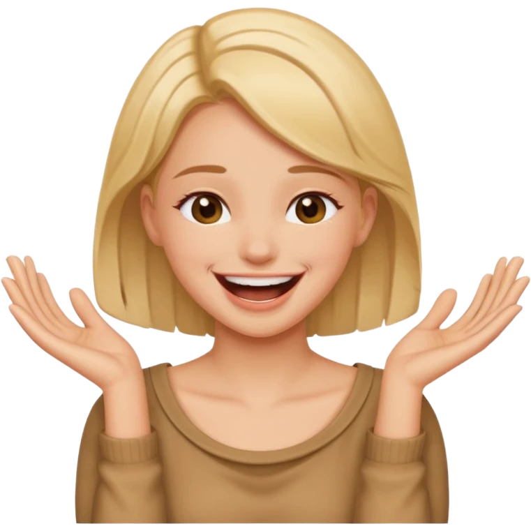A girl with her hands holding her neck while laughing emoji