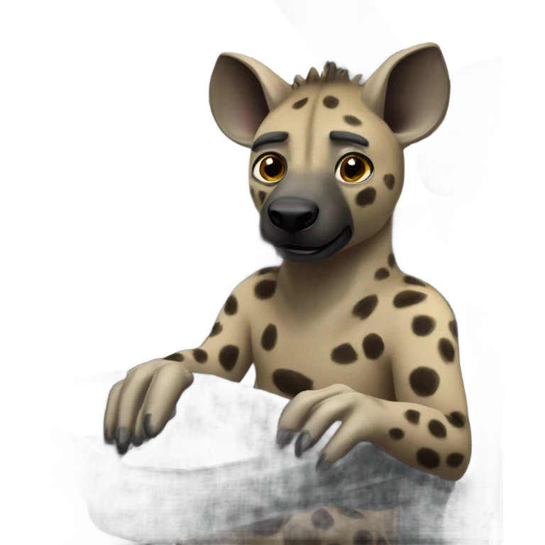 hyena in seat leon car emoji