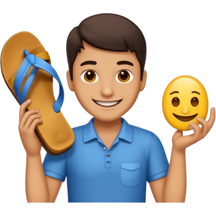 Smile, emoji, holding a chappal emoji