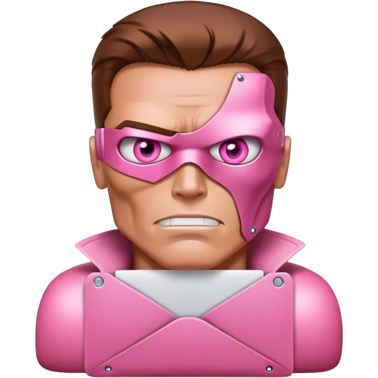 schwarzenegger-looking human pink terminator whit one eye representing email envelope emoji
