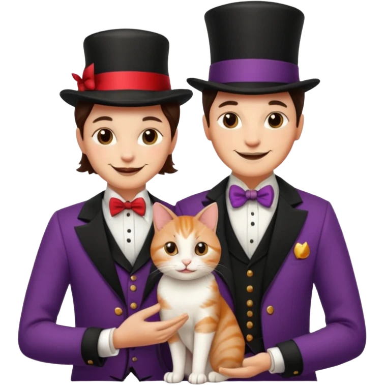 magician couple and their pet cat emoji