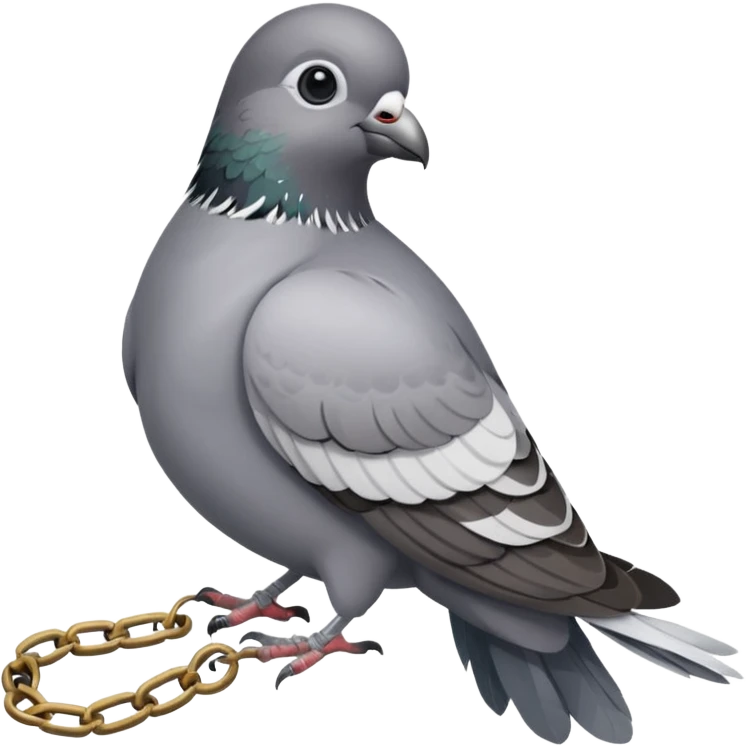 Pigeon wearing watch chain emoji