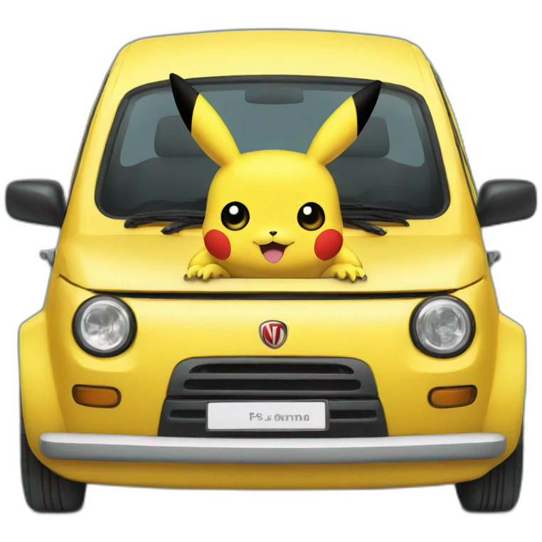 Pikachu riding a fiat panda emoji