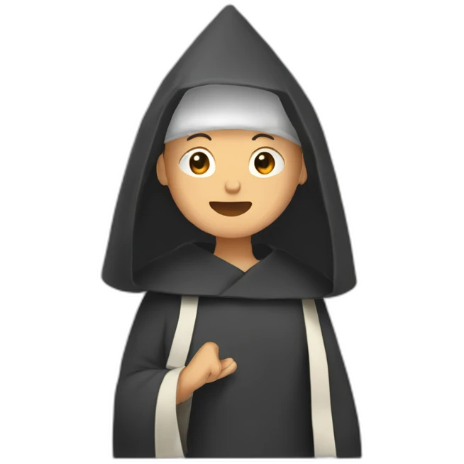 Monja haciendo seña hacia arriba emoji