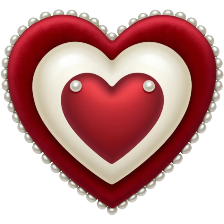 heart with velvet texture and pearl trim emoji