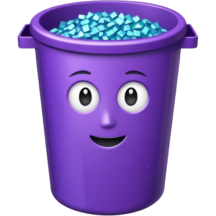 Glitter Purple and Cian  metal rubbish bin office emoji