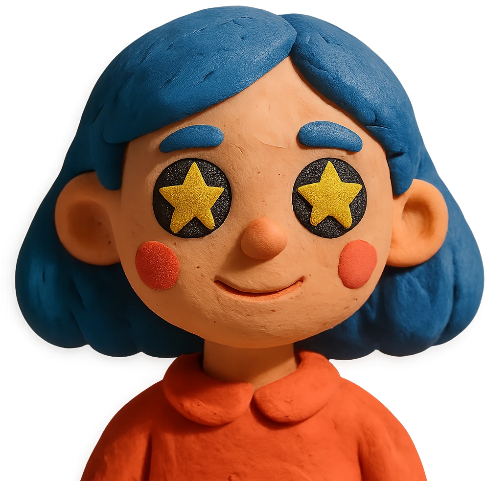girl with blue hair and stars in her eyes emoji