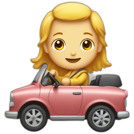 Un enfant sur une voiture emoji