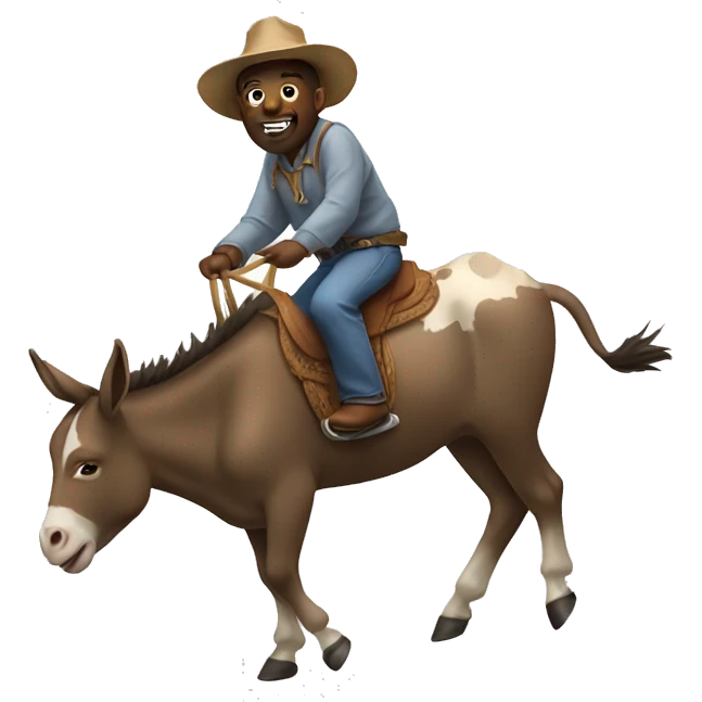 A donkey riding a cow emoji