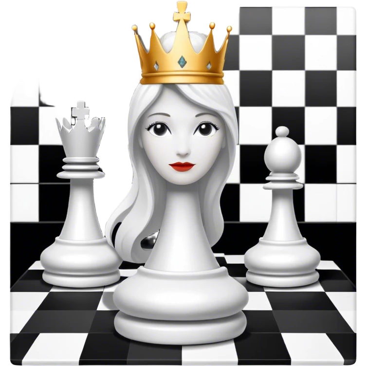 white queen chess piece on chess square emoji
