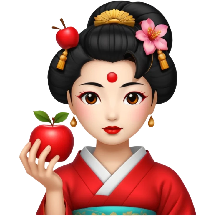 geisha god with an apple emoji