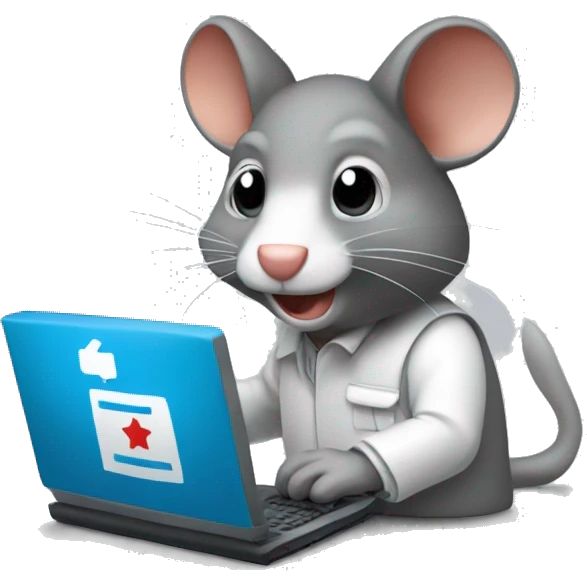 Un computador proyectando a un ratón  emoji