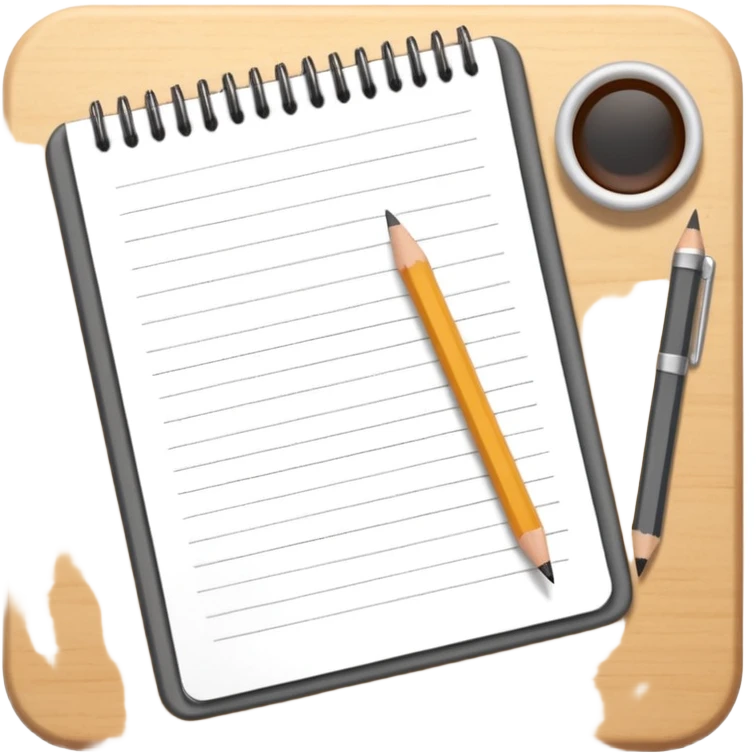open sketchbook with a pencil above emoji