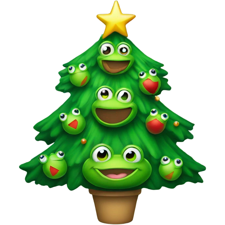 Christmas tree with frog ornaments emoji