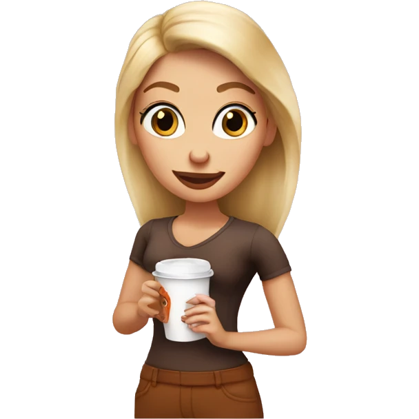 blonde girl drinking dunkin donuts coffee emoji