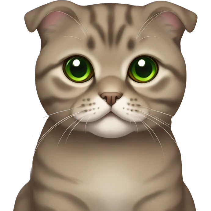 Brown scottish fold with green eyes  emoji
