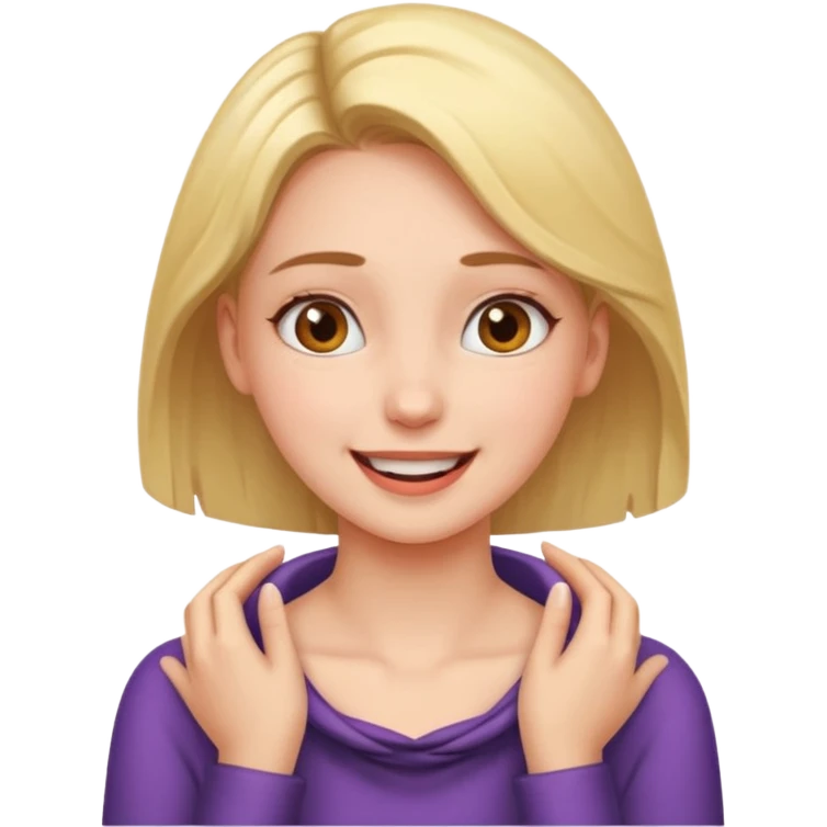 a girl with a happy expression on her face and someone’s hands on her neck emoji