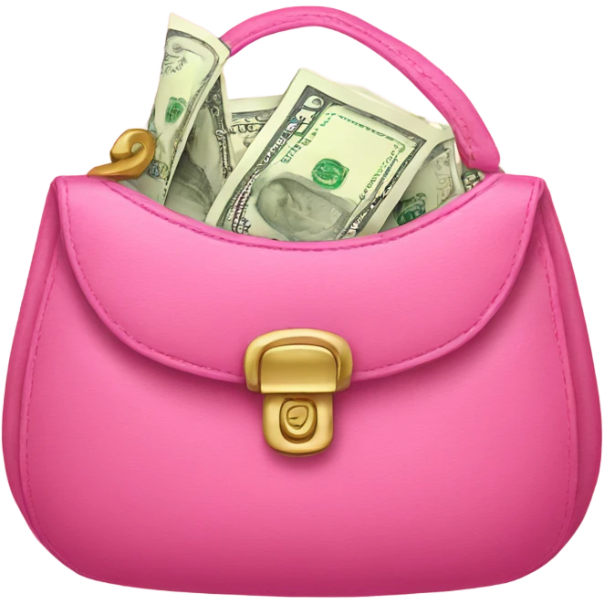 Pink cash in a pink purse  emoji