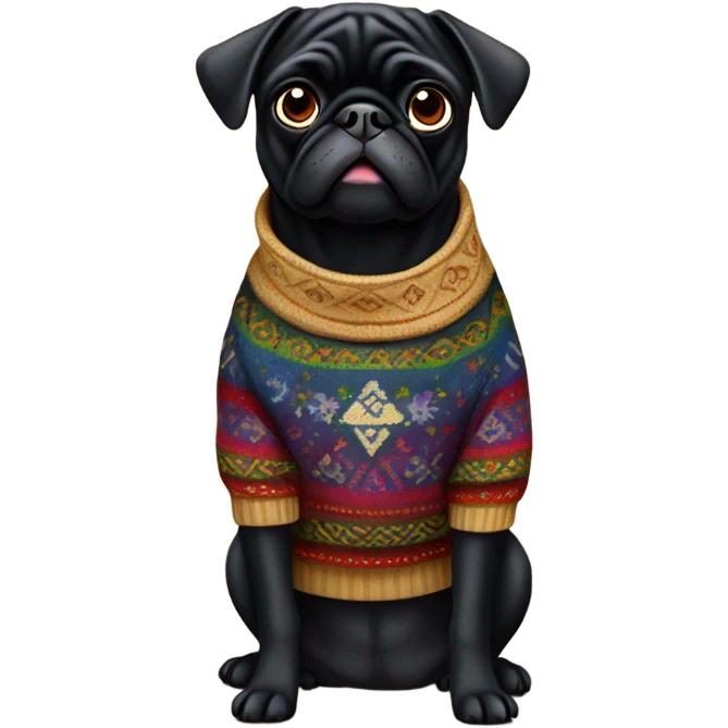 Black pug a Jewish sweater emoji