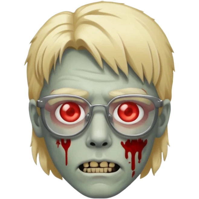 a zombie with glasses and short blonde hair like a mullet emoji