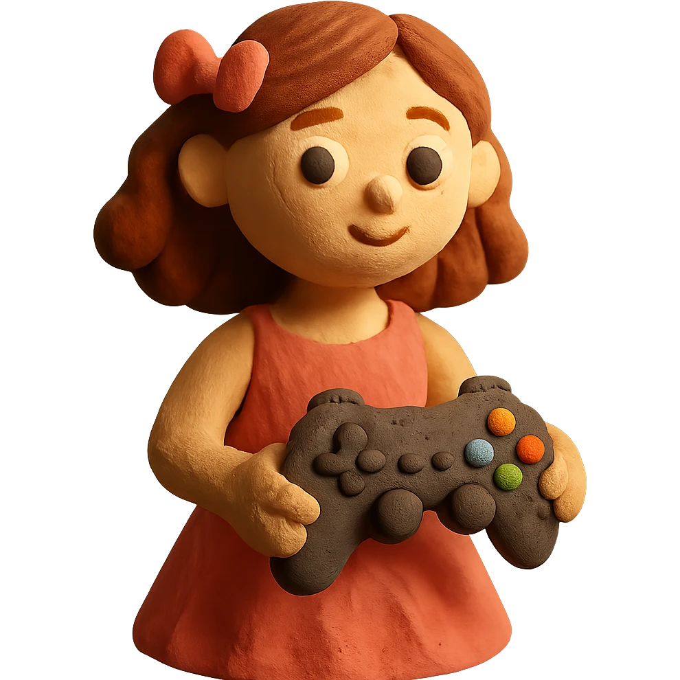 gamer girl in a party dress holding a game controller emoji