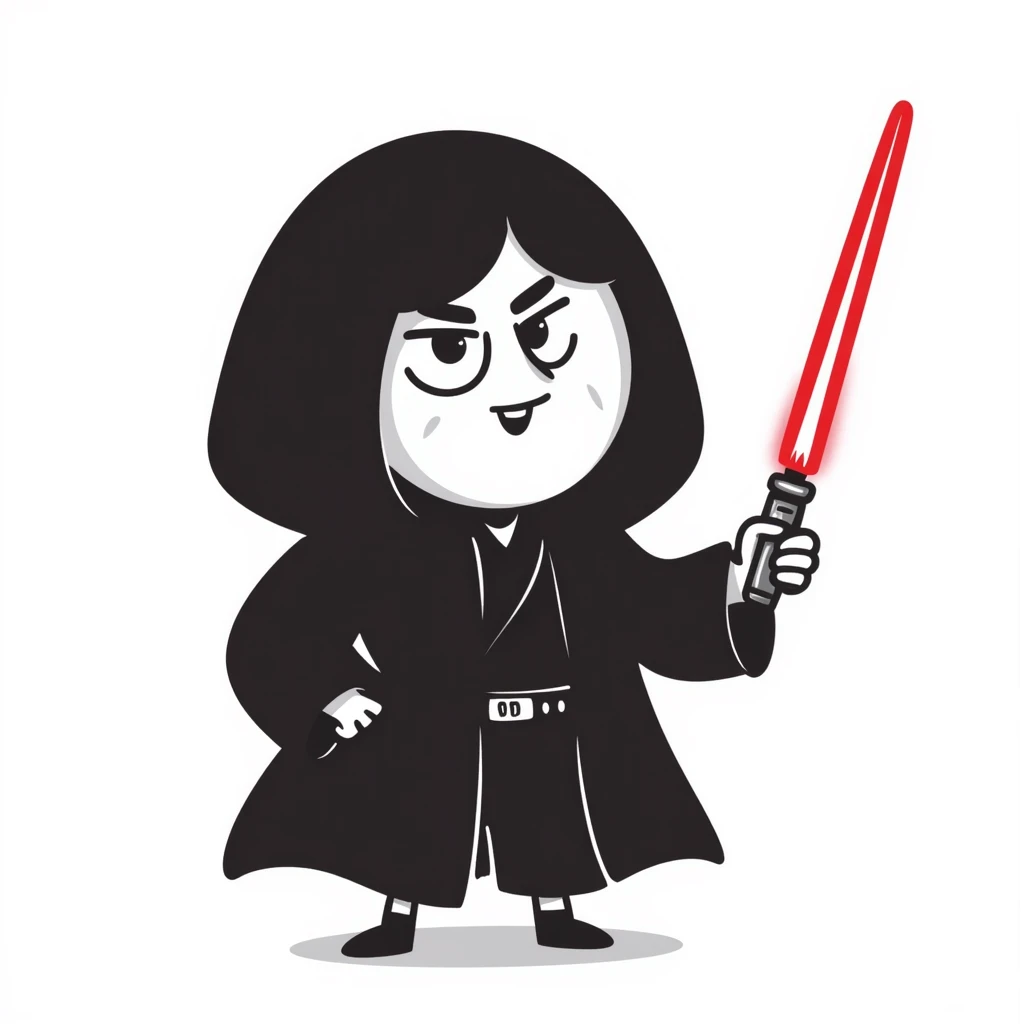 Oreo cookie dressed as a Sith lord with red lightsaber and dark hood emoji