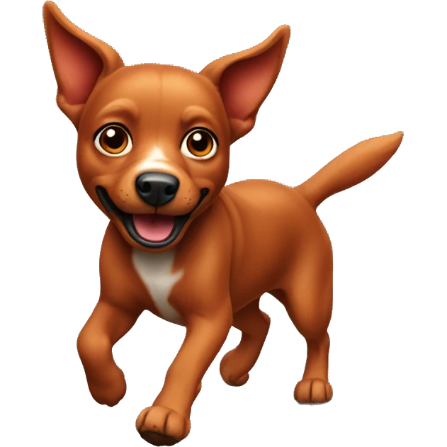realistic solid red dog with pointed ears running emoji