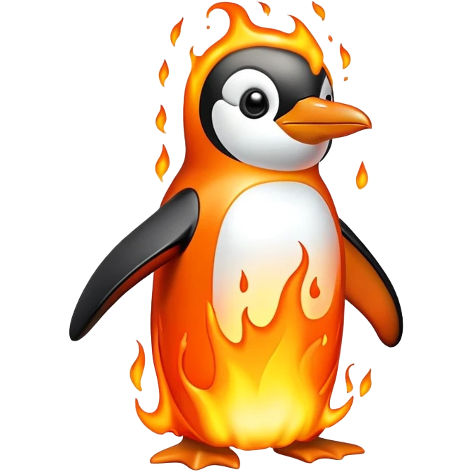 Penguin on fire  emoji