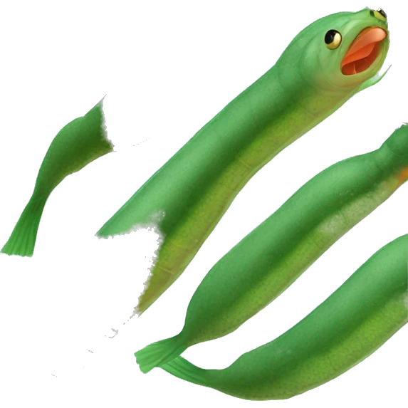 Green and orange leech with oral sucker and caudal sucker emoji