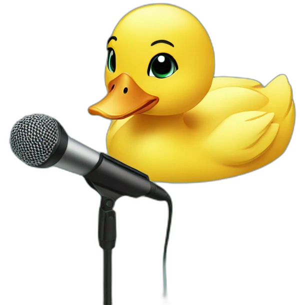 duckling in a pool with a microphone emoji