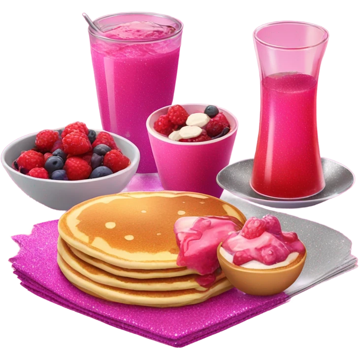 Hot pink breakfast with glitter  emoji
