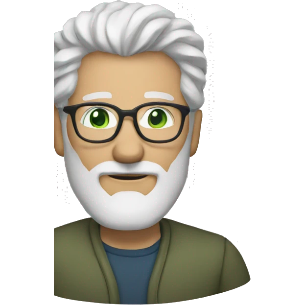 Mature man with gray hair and beard and glasses green eyes emoji