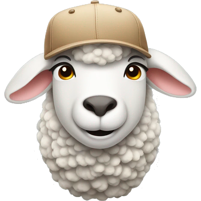 Sheep wearing cap emoji